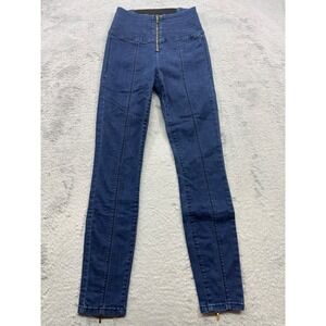 Bebe Womens High Rise Skinny Jeans Dark Wash Zip Ankle Corset Waist Size 26